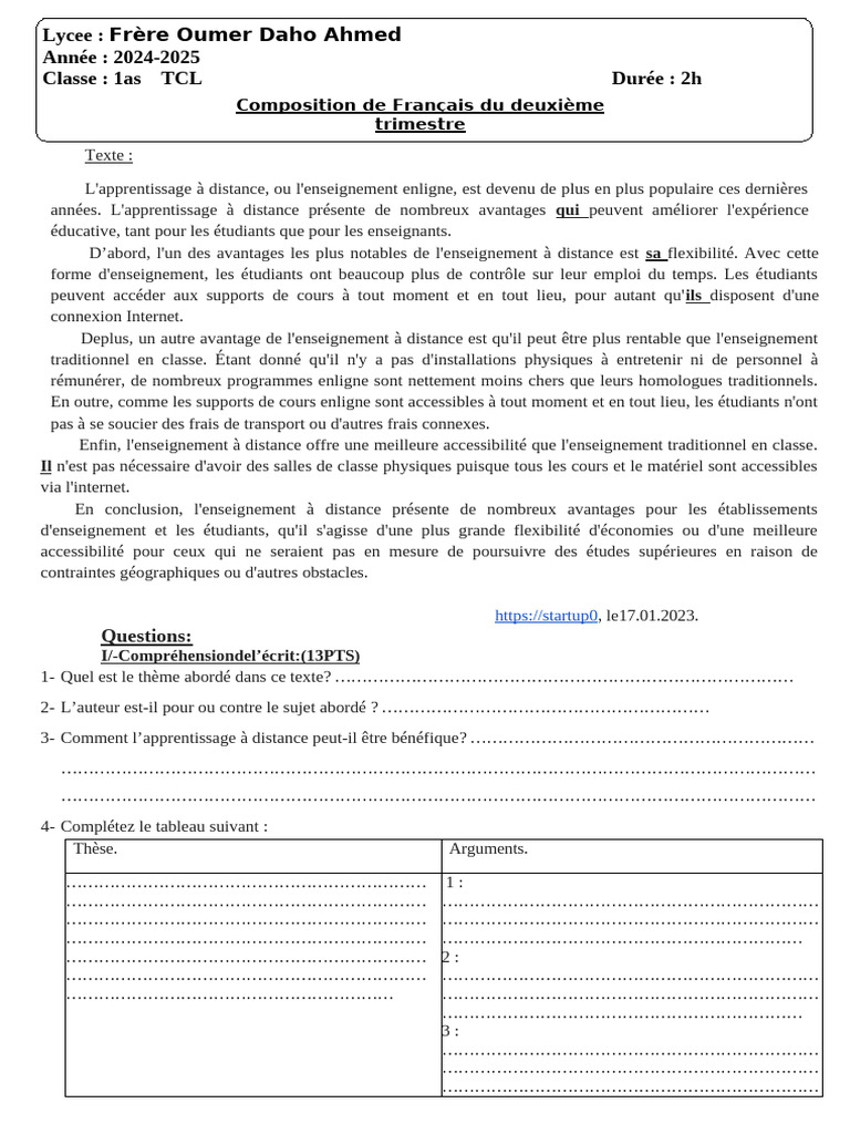 Avantages de l'apprentissage à distance | PDF | Formation à distance