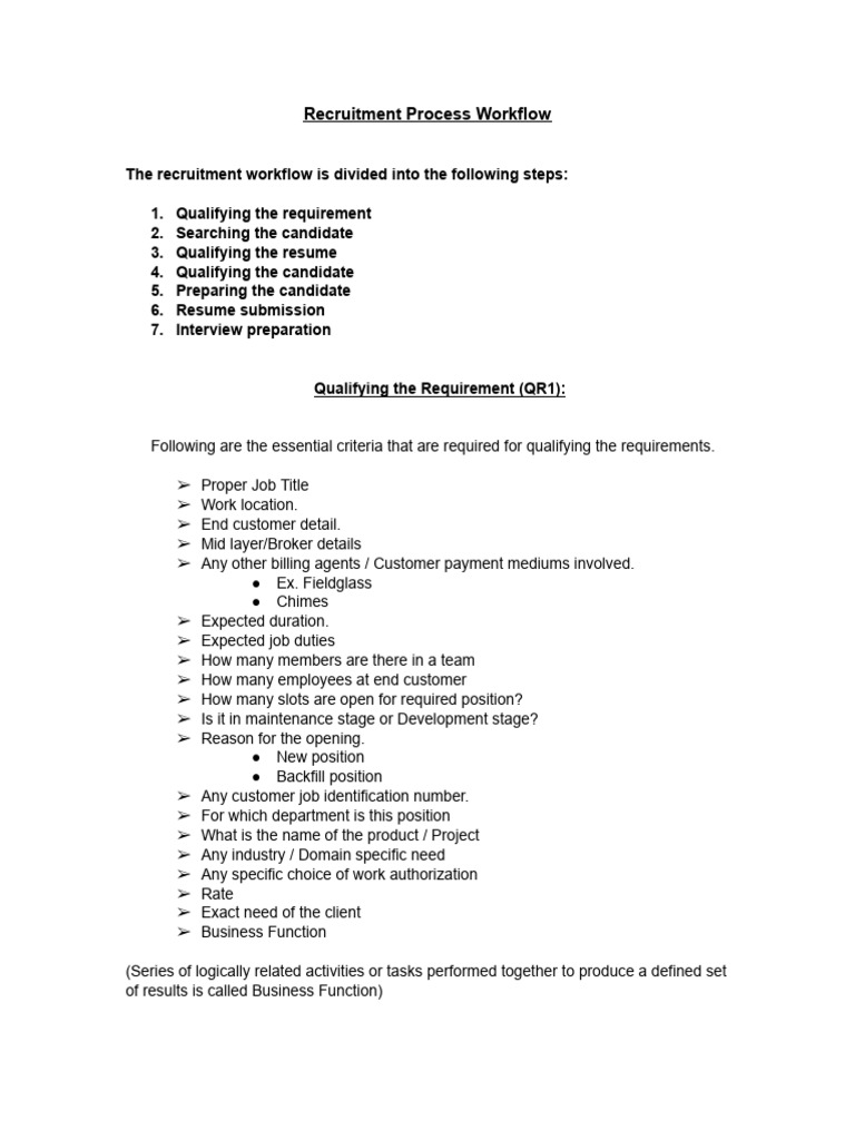 Recruitment Process Workflow Guide | PDF | Recruitment | Résumé