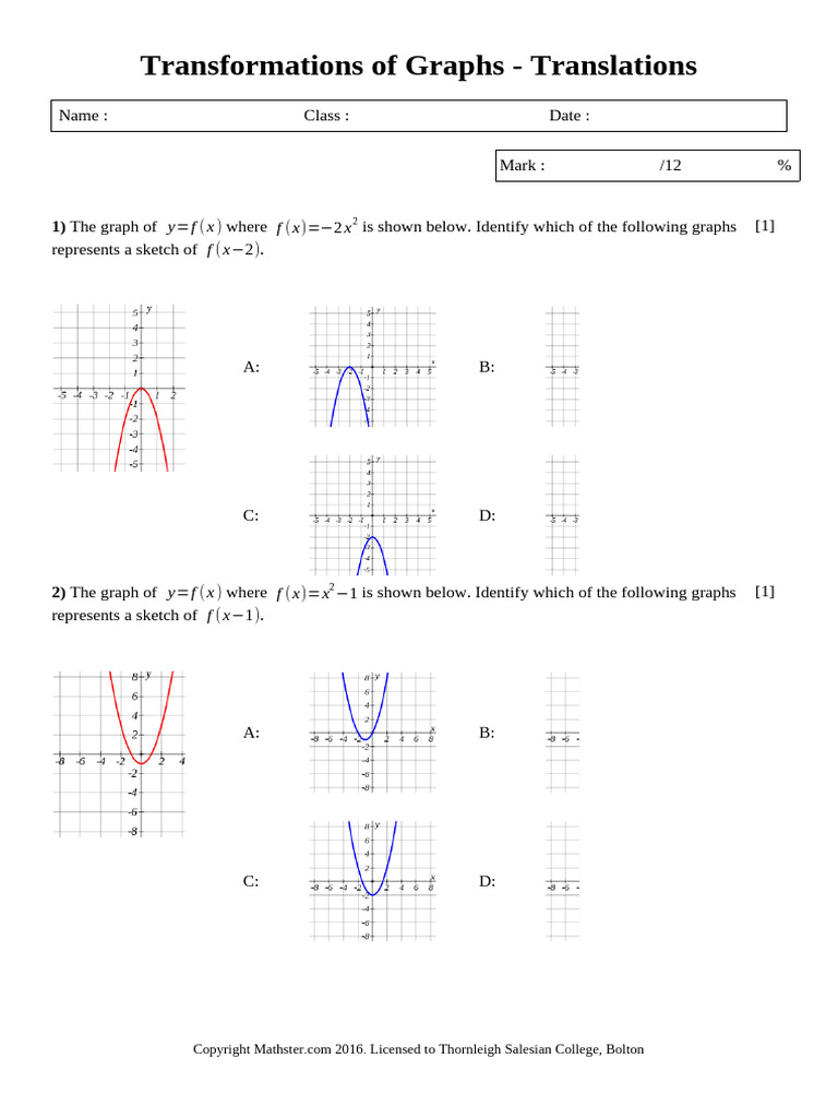 Tranformation of Graph | PDF | Mathematical Analysis | Functions And ...
