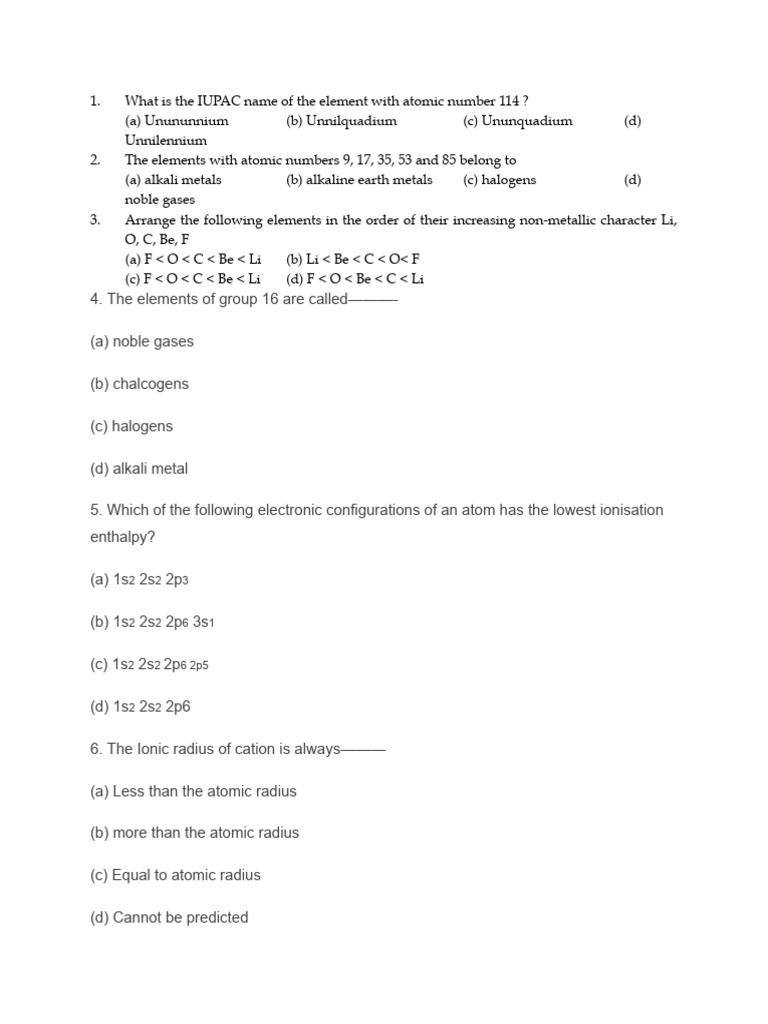 Classifications of Elements & Periodicity | PDF
