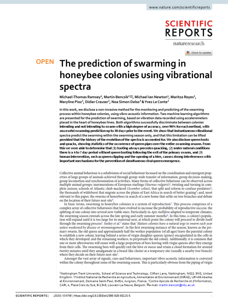 Predicting Honeybee Swarming via Vibration | PDF | Spectral Density ...