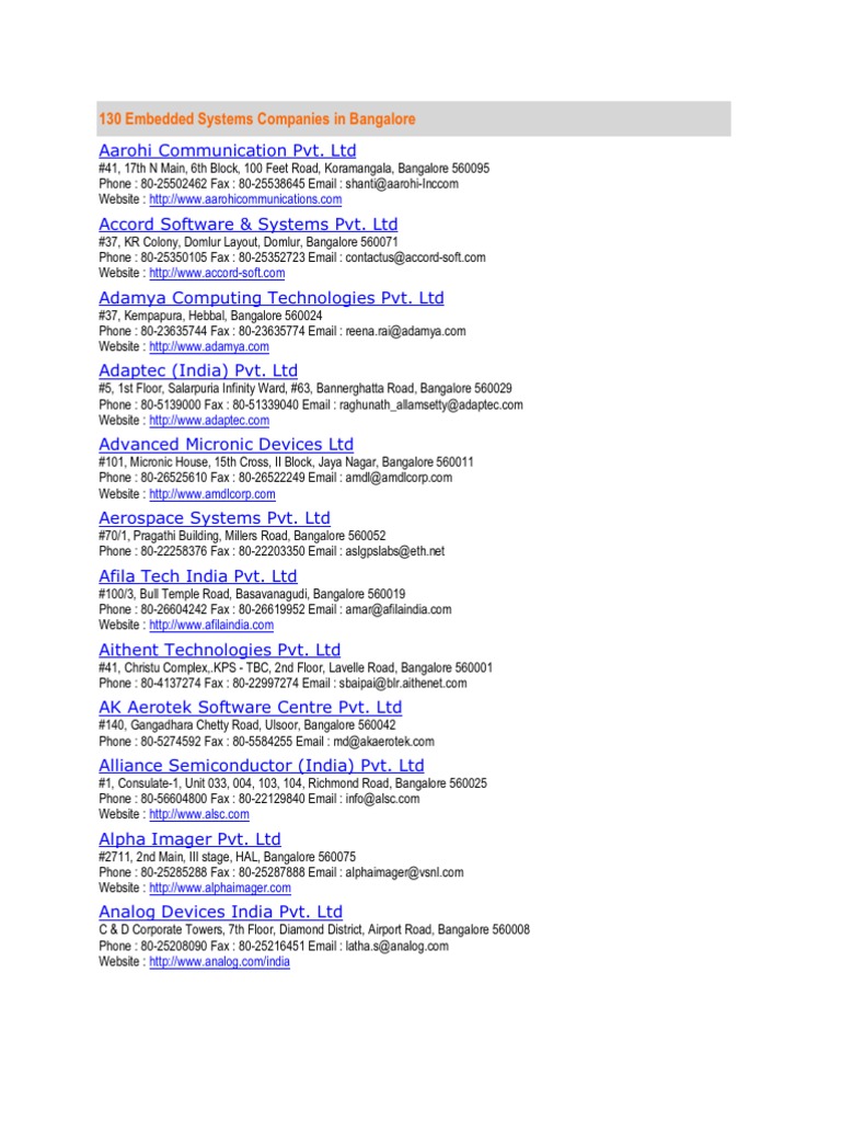 130 Embedded Systems Companies In Bangalore Download Free Pdf
