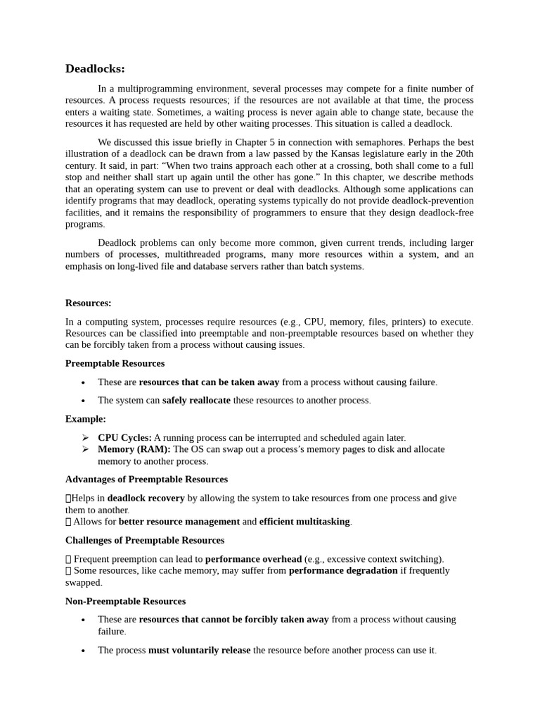 Understanding Deadlocks in Computing | PDF | Process (Computing ...