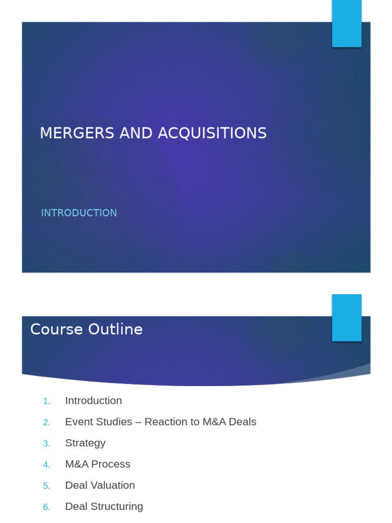 Mergers and Acquisitions Overview | PDF | Mergers And Acquisitions ...