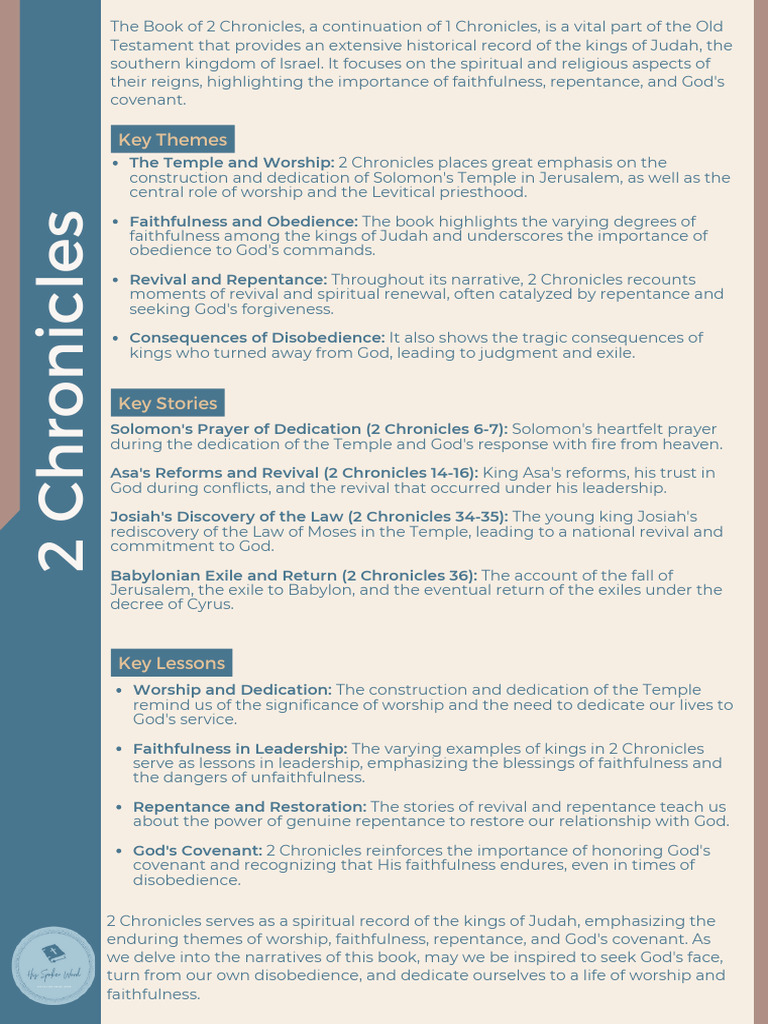 Summary of 2 Chronicles Themes | PDF | Books Of Chronicles | Babylonian ...