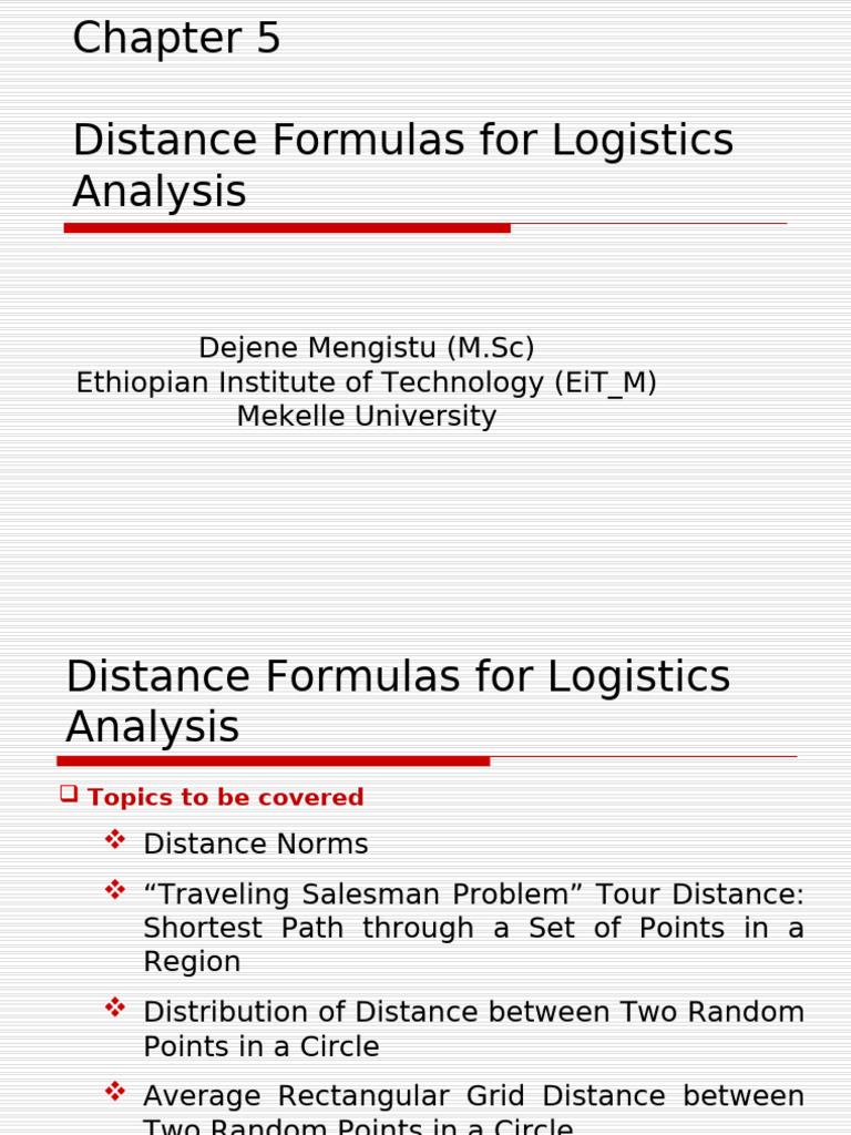 Distance Formulas in Logistics Analysis | PDF | Norm (Mathematics ...