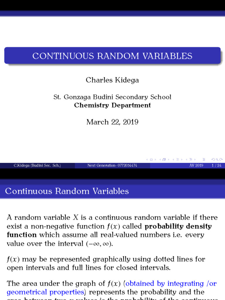 Understanding Continuous Random Variables | PDF | Probability Density ...