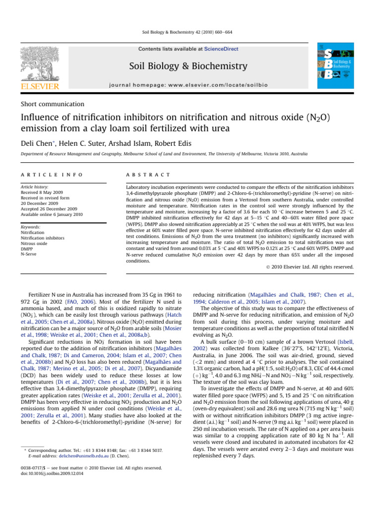 1 s2.0 S0038071709004775 Main | PDF | Nitrous Oxide | Soil