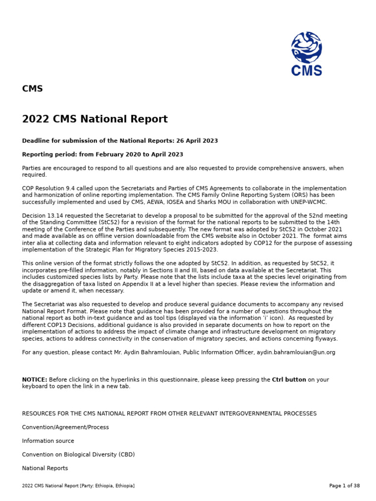 2022 CMS National Report for Ethiopia | PDF | Environmental Impact ...