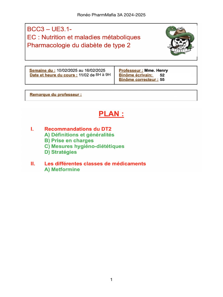 Prise en charge du diabète de type 2 | PDF | Hémoglobine glyquée | Obésité