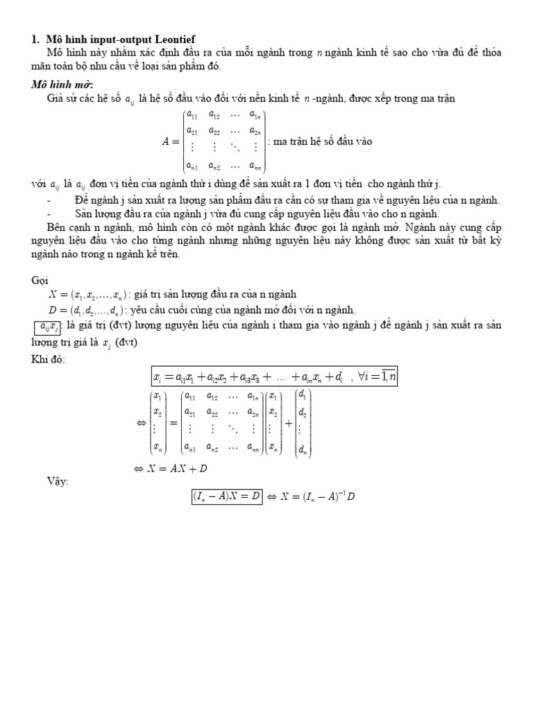 Mô Hình Input-Output Leontief | PDF
