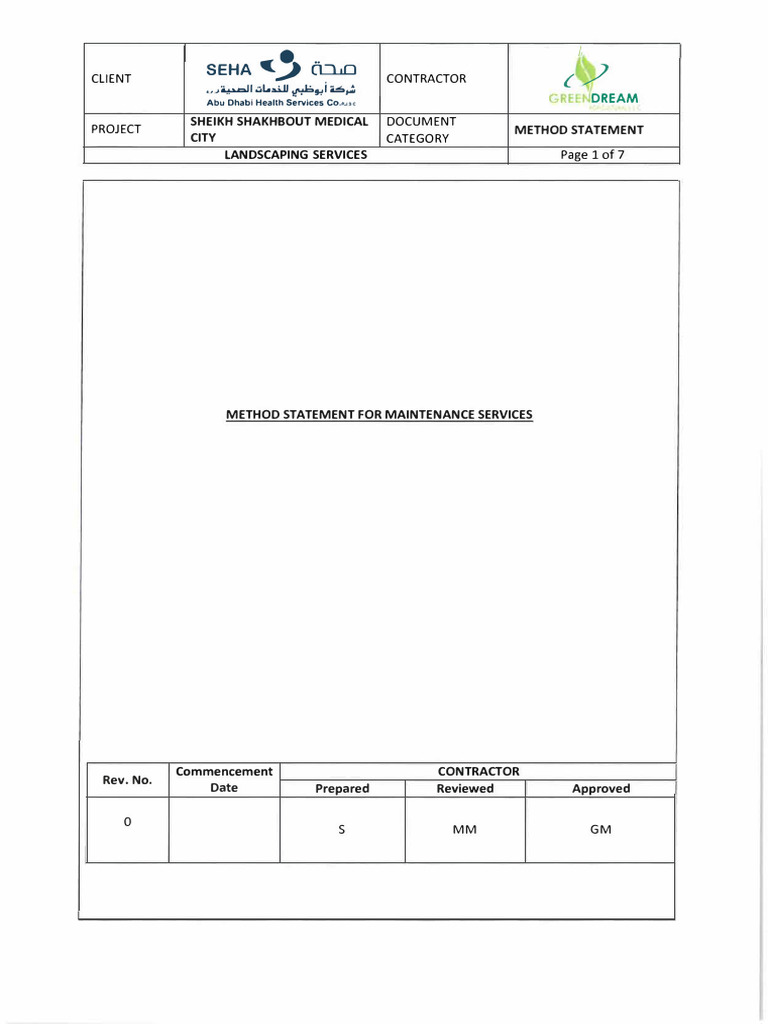 Method Statement Risk Assessment Emergency Response Plan | PDF ...