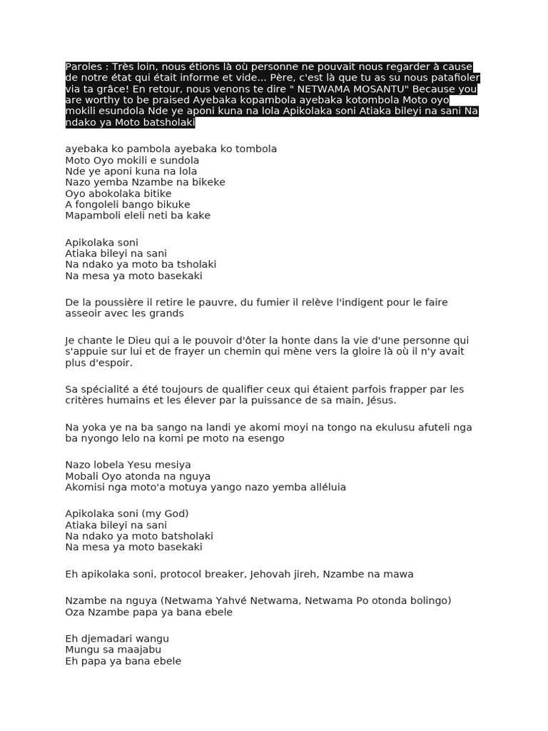 Louange à Dieu : Netwama et Élévation | PDF