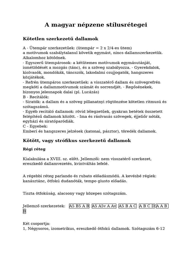 A Magyar Népzene Stílusrétegei | PDF