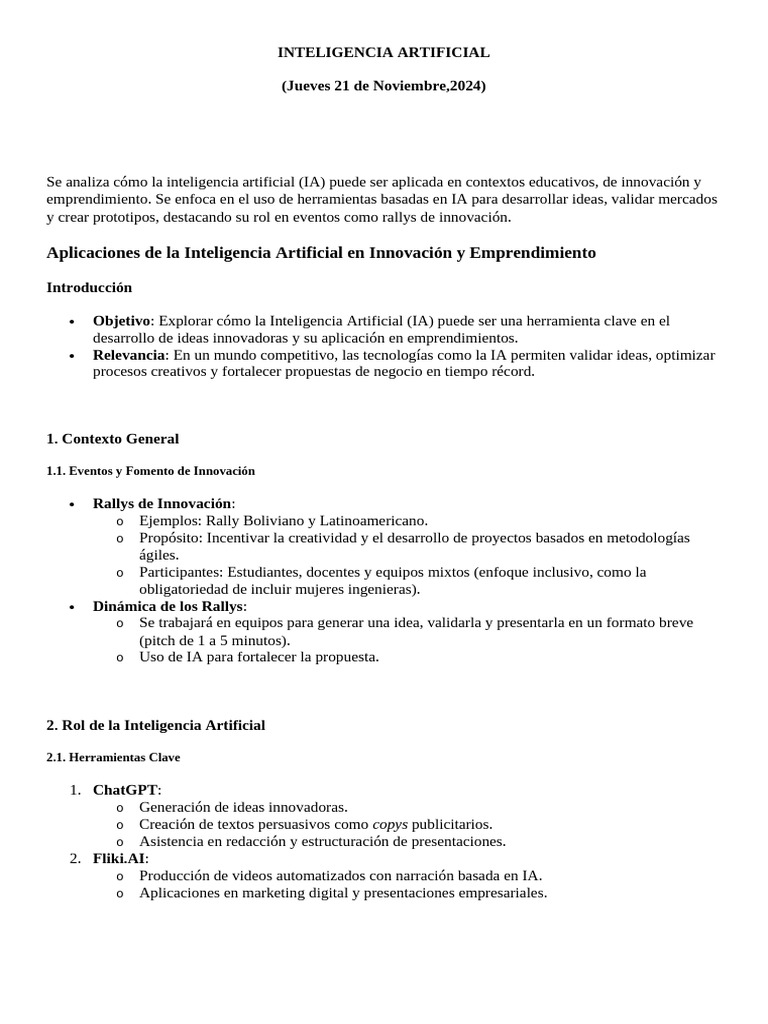 IA en Innovación y Emprendimiento | PDF | Inteligencia artificial ...