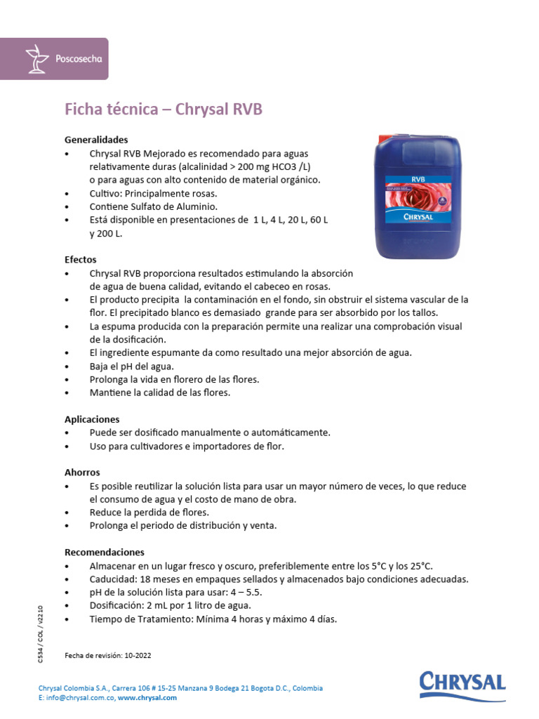 FT Chrysal RVB | PDF | Agua | Absorción (Química)