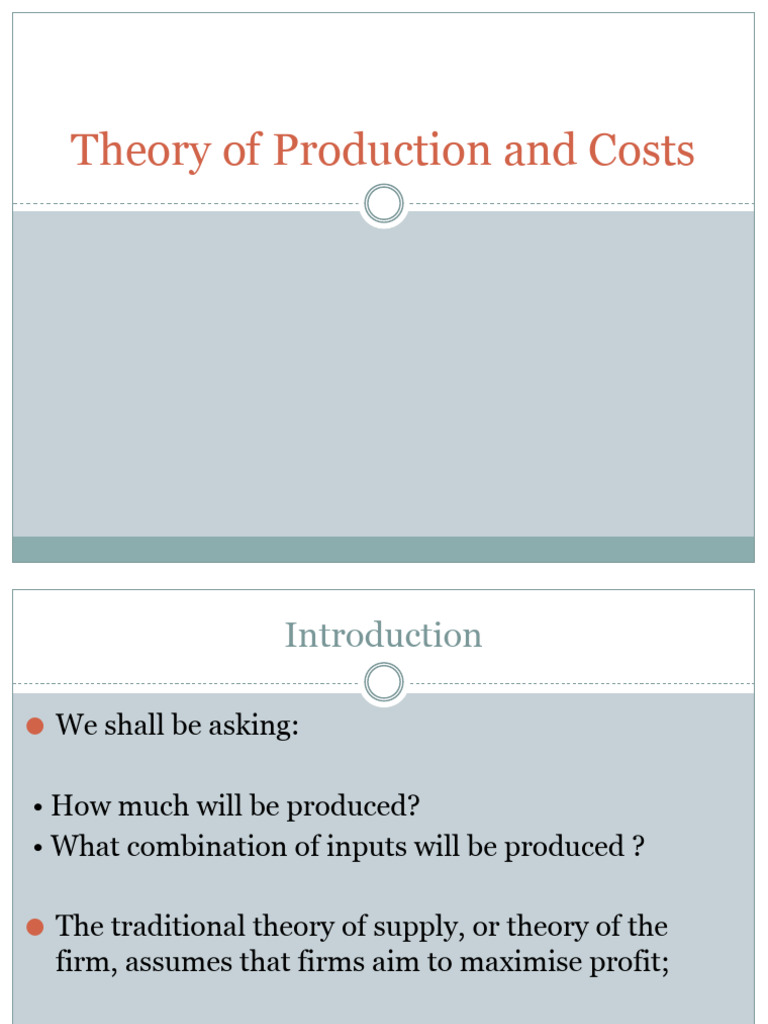 Production Theory and Cost Analysis | PDF | Long Run And Short Run | Demand