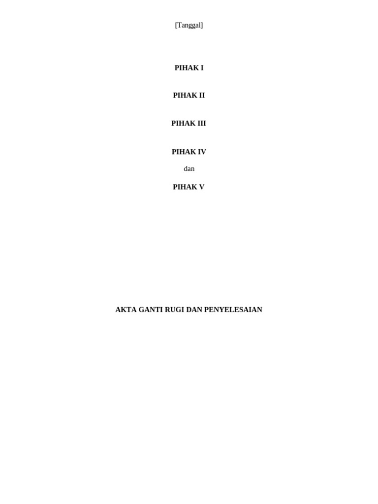 Draft Akta Ganti Rugi dan Penyelesaian | PDF