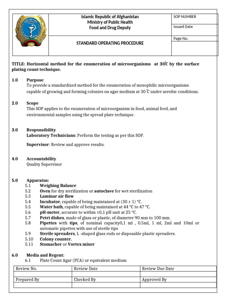 Microbial Enumeration SOP at 30°C | PDF | Colony Forming Unit