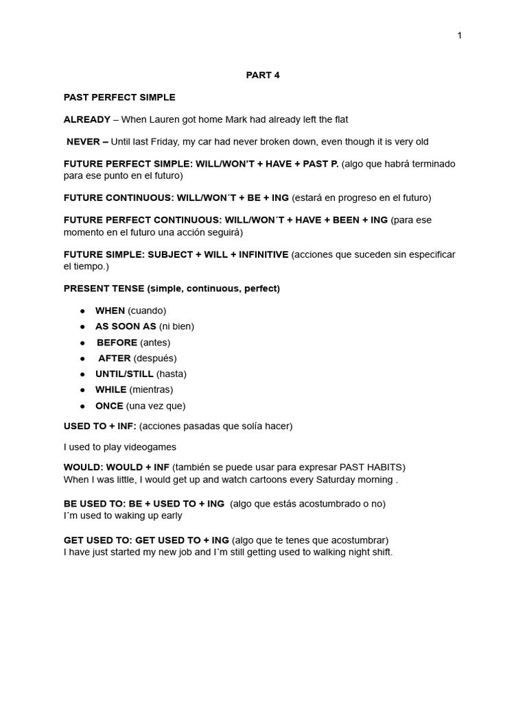 English Grammar: Tenses and Structures | PDF | Verb | Reason