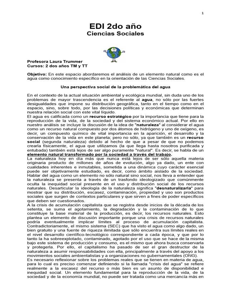 AGUA EDI Ciencias Sociales 2021 | PDF | Agua | Capitalismo