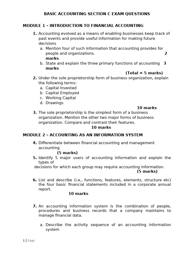 Basic Accounting Exam Questions Guide | PDF | Debits And Credits | Expense