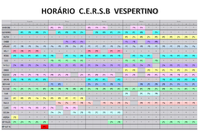 Horário Vespertino 2025 | PDF