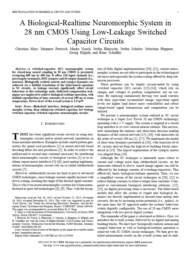 Neuromorphic System in 28nm CMOS | PDF | Synapse | Synaptic Plasticity