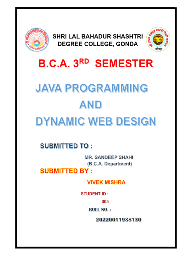 BCA 3rd Semester at Shastri College Gonda | PDF