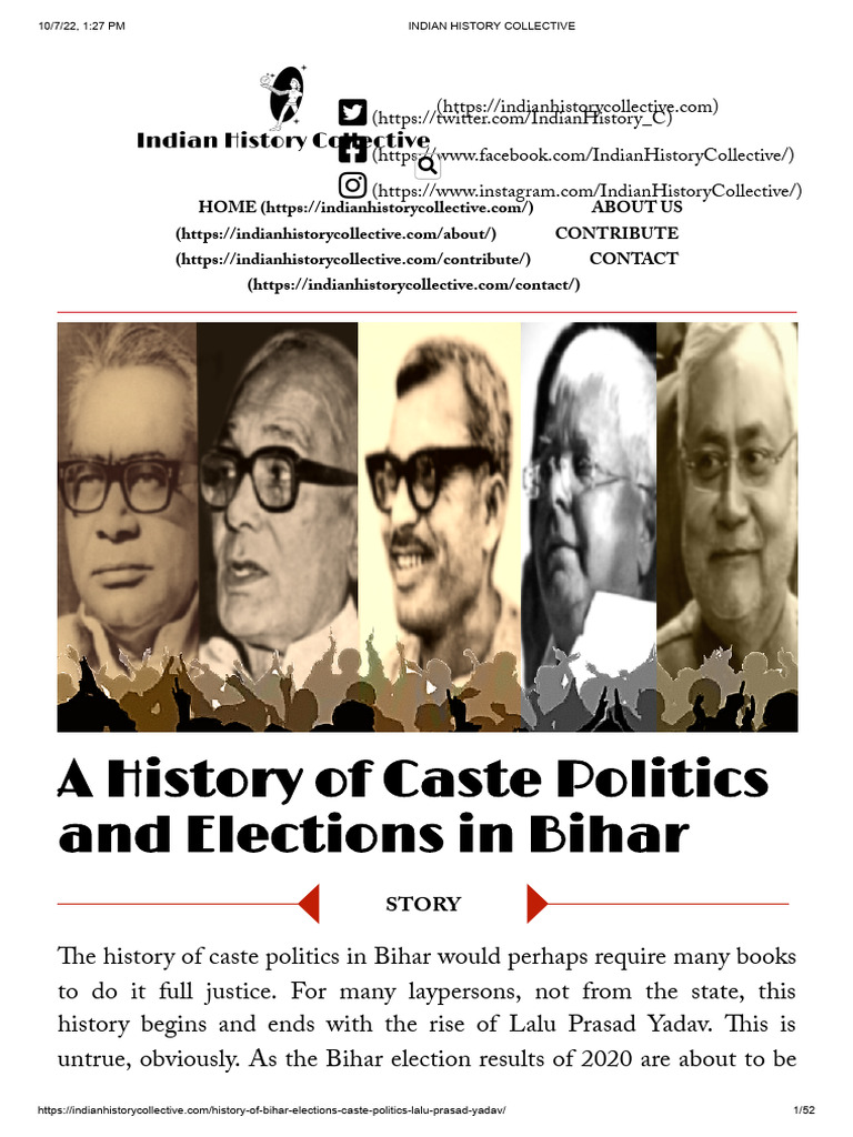A History of Caste Politics and Elections in Bihar | PDF | Politics Of ...