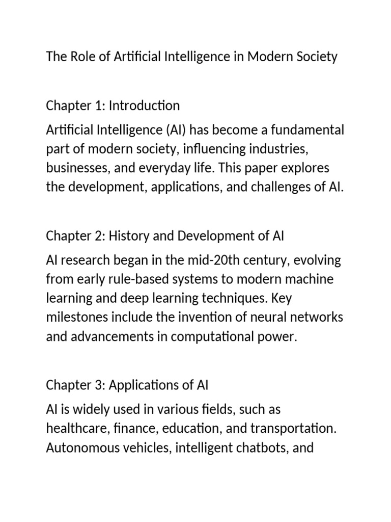 The Role of Artificial Intelligence in Modern Society | PDF