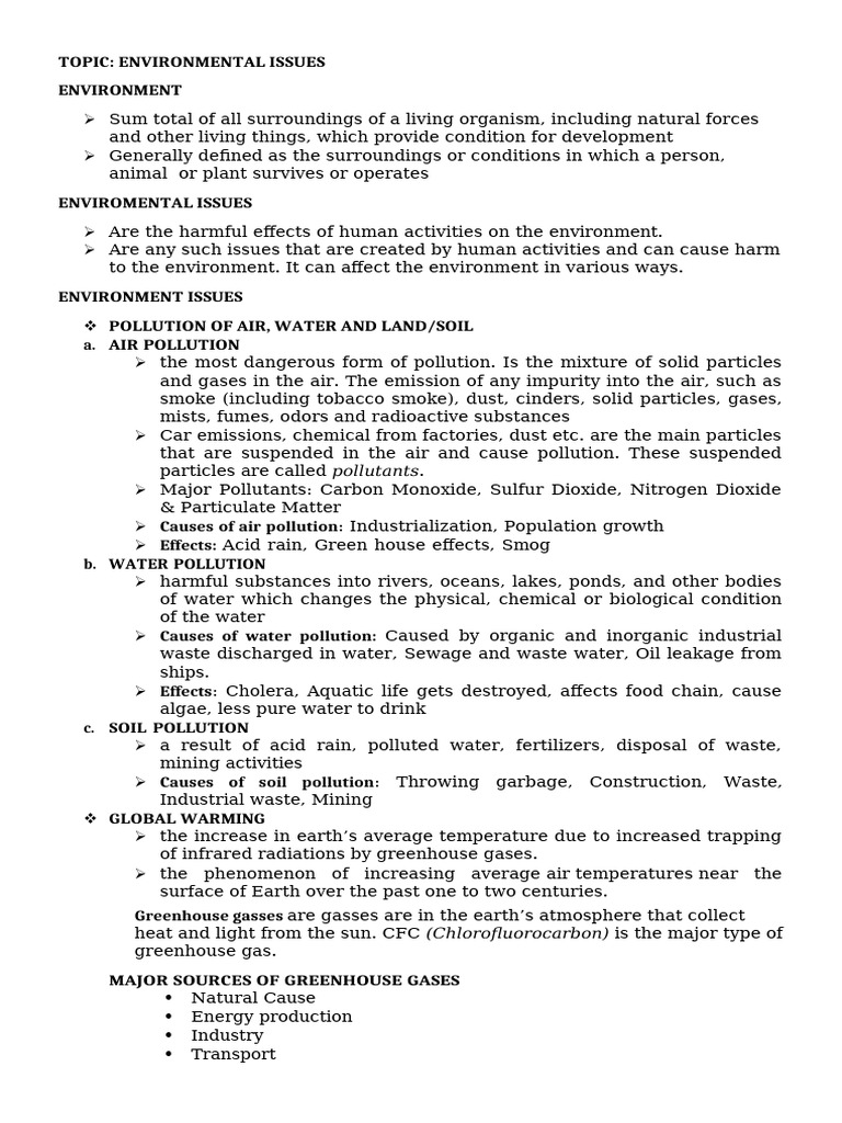 Key Environmental Issues Explained | PDF | Climate Change | Greenhouse Gas