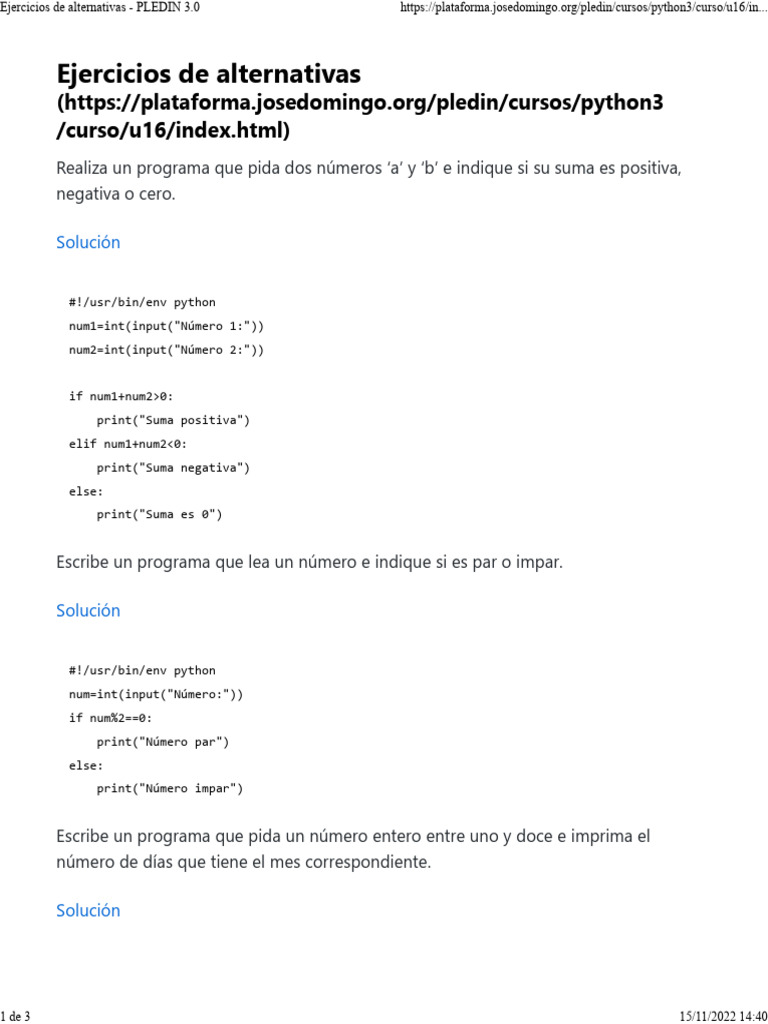 Ejercicios de programación en Python | PDF | Programación de ...