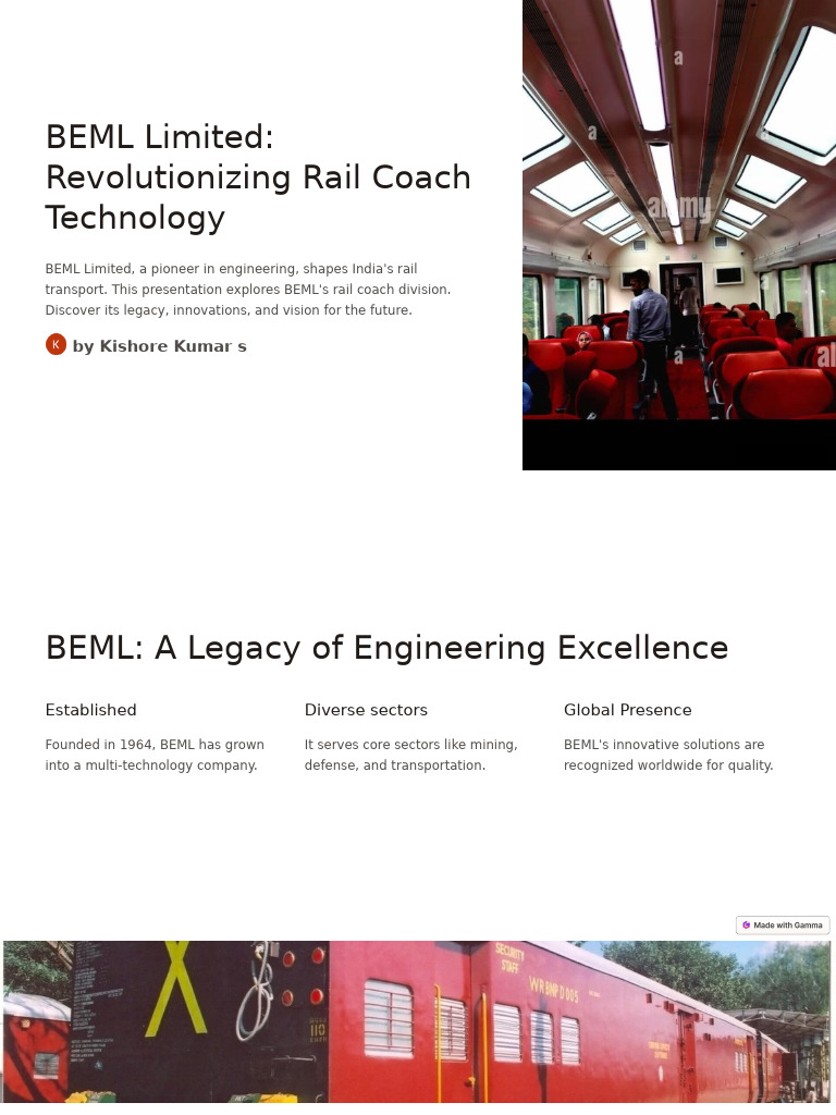 BEML Limited Revolutionizing Rail Coach Technology | PDF | Rail ...