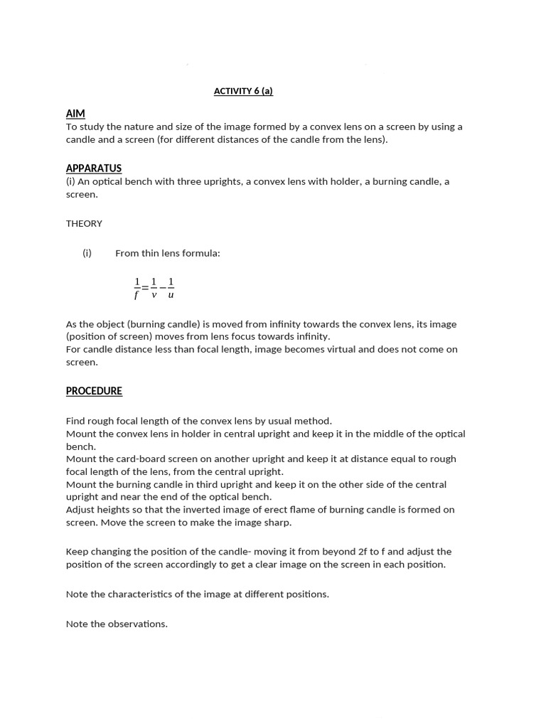 Image Formation by Lens and Mirror | PDF | Imaging | Lenses