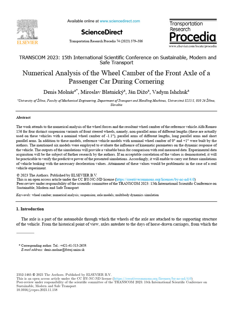 Numerical Analysis of The Wheel Camber of The Front - 2023 ...