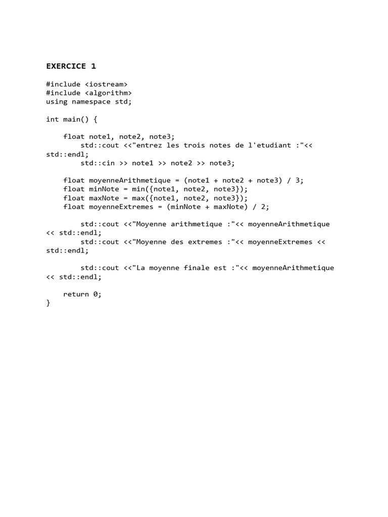 Exercice de programmation en C++ | PDF