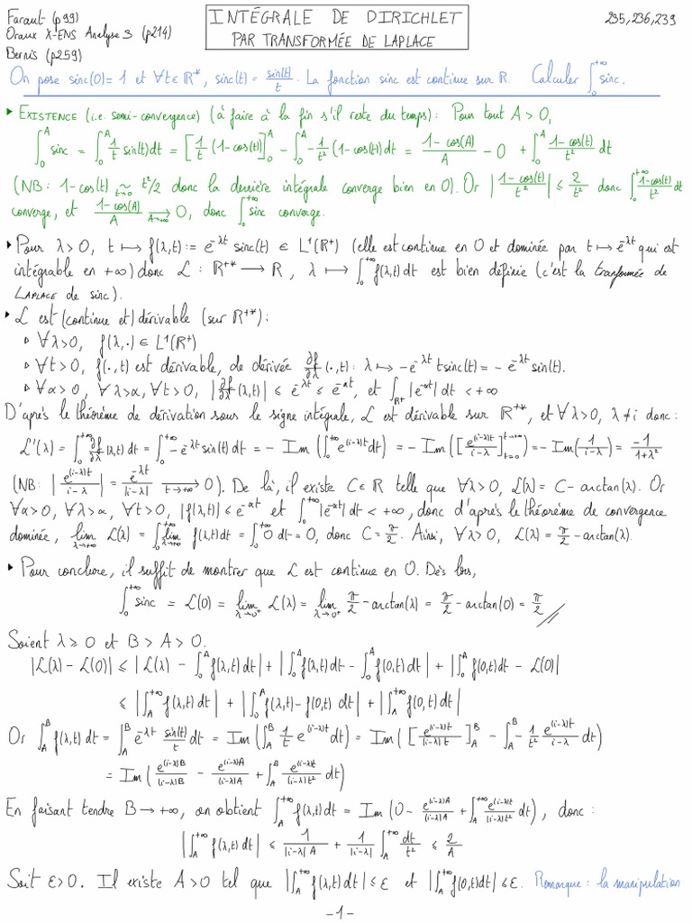 Intégrale de Dirichlet Par Laplace PDF — free download