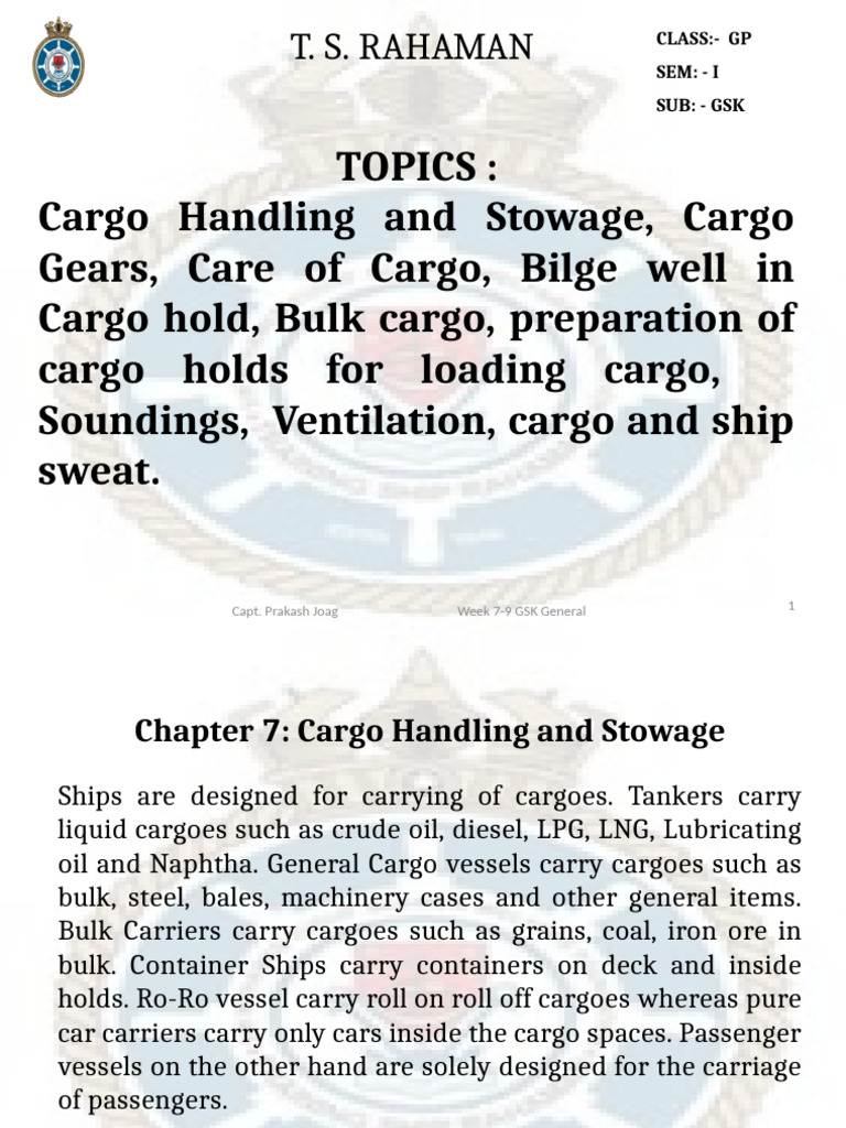 Cargo Handling and Stowage Techniques | PDF | Crane (Machine) | Cargo