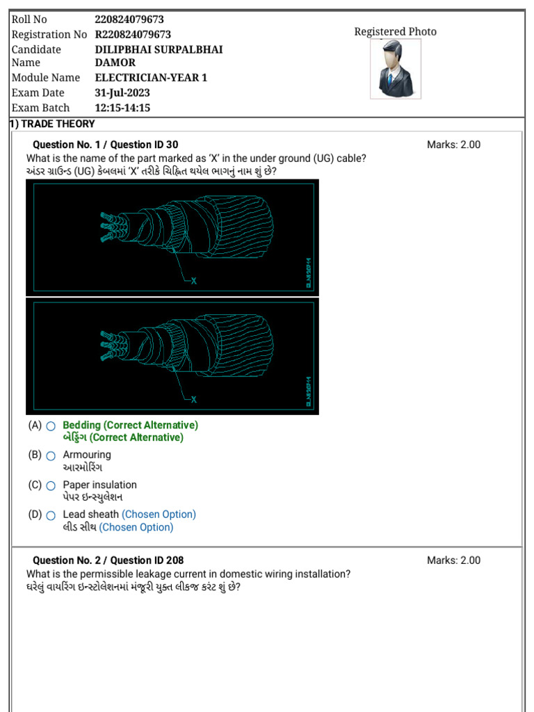 Electrician Paper 2023 | PDF