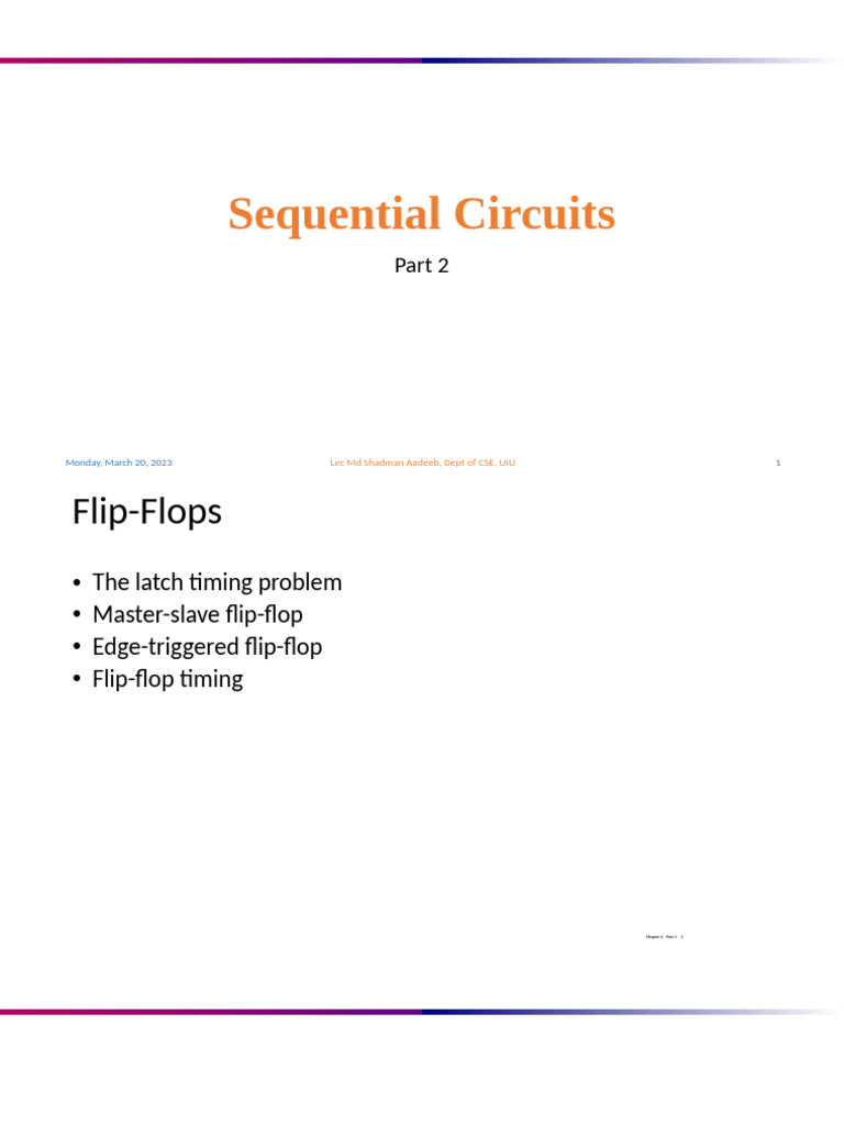 Wk 1 Class 2 - Sequential Circuits Part 2 | PDF | Integrated Circuit ...