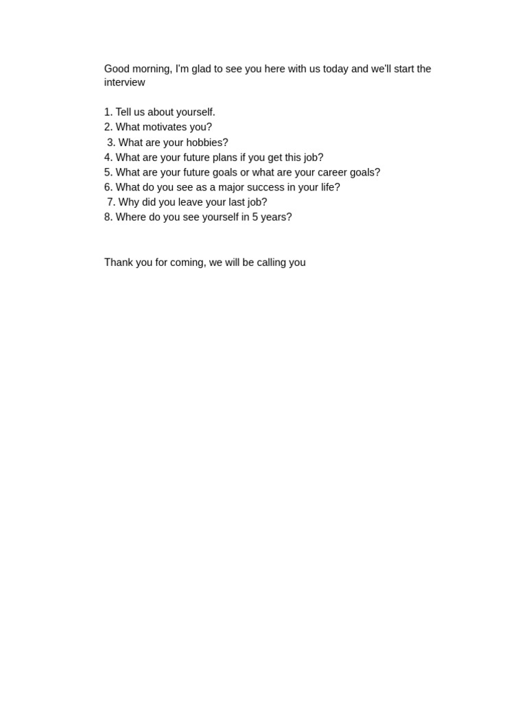 Interview Questions for Candidates | PDF