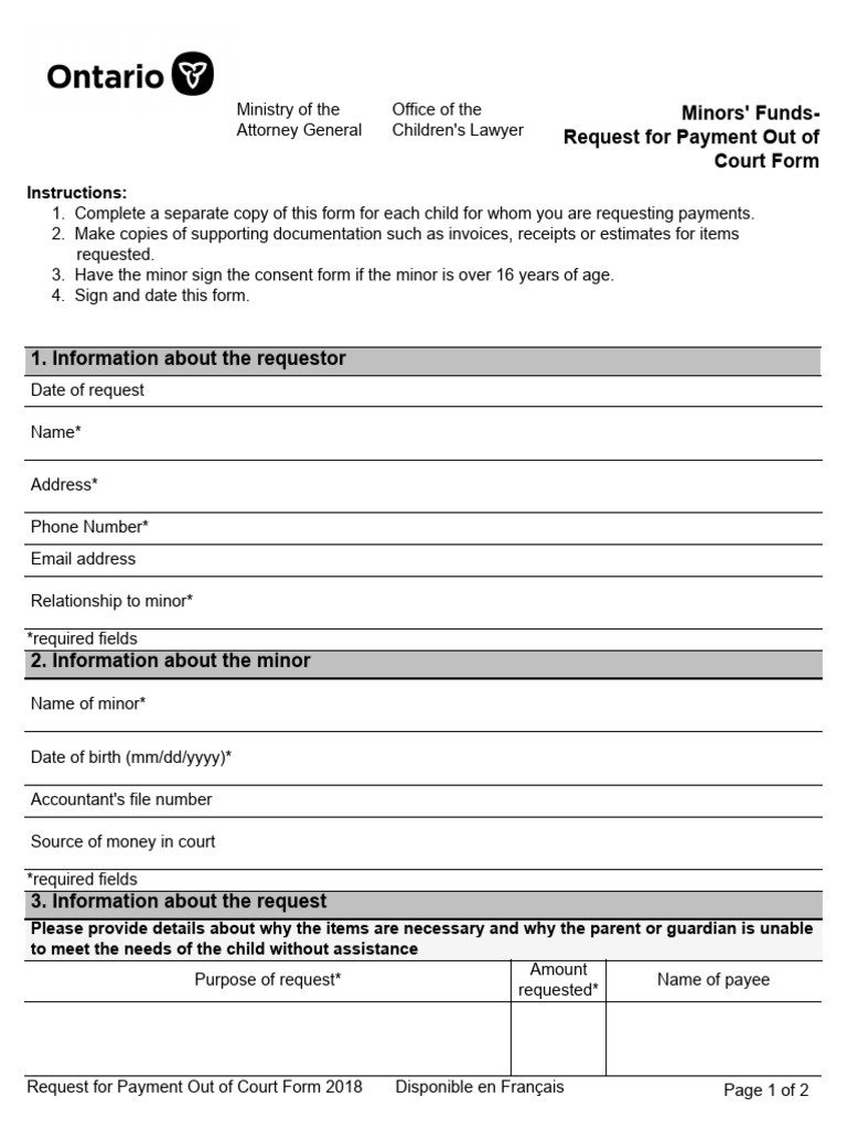 Request For Payment Out of Court Form 2018 | PDF | Payments | Mail