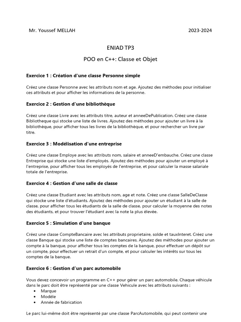 C++: Exercices sur Classes et Objets | PDF | C ++ | Banques