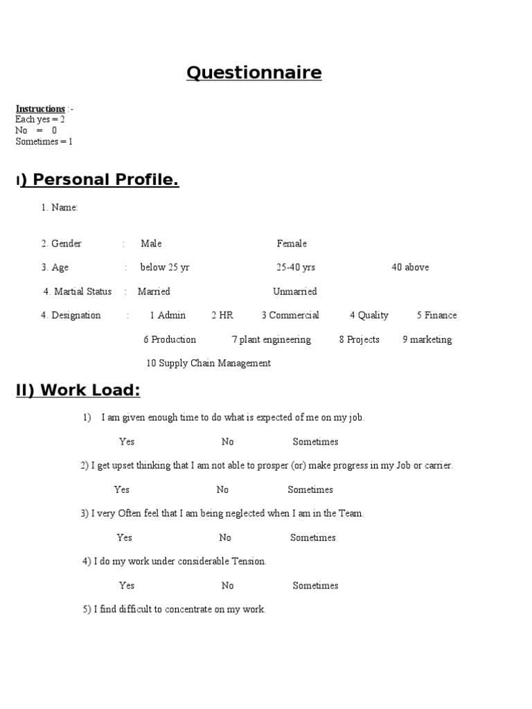 Student Stress Management Questionnaire | PDF | Stress (Biology ...