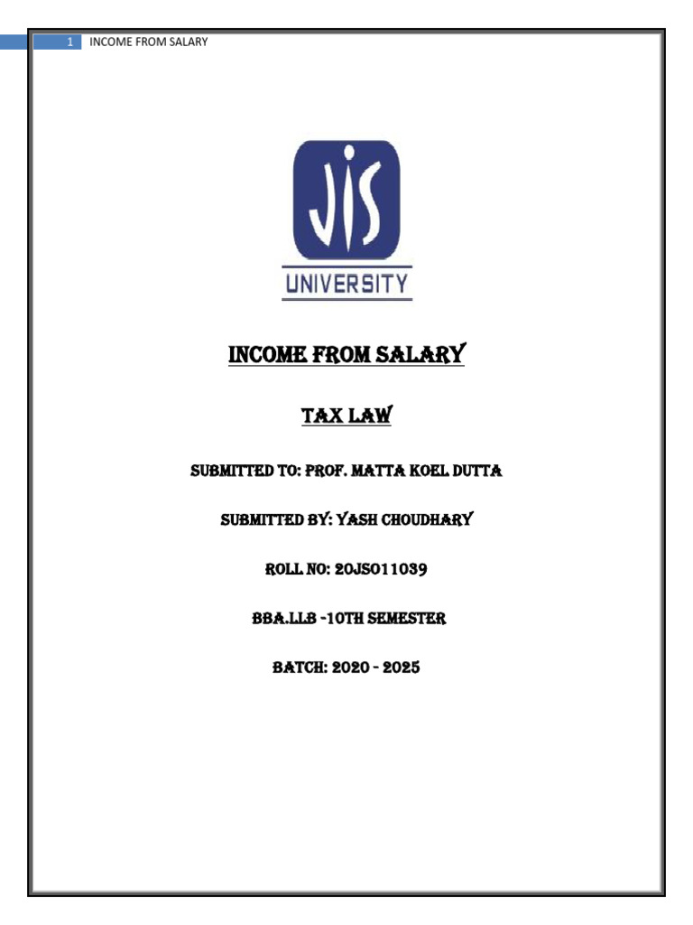 YASH tax-law-assignment | PDF | Cost Of Living | Salary