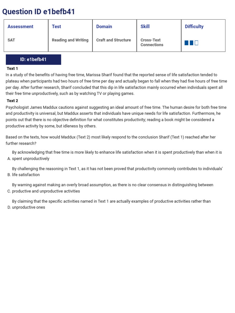Impact of Free Time on Life Satisfaction | PDF | Sat | West Africa