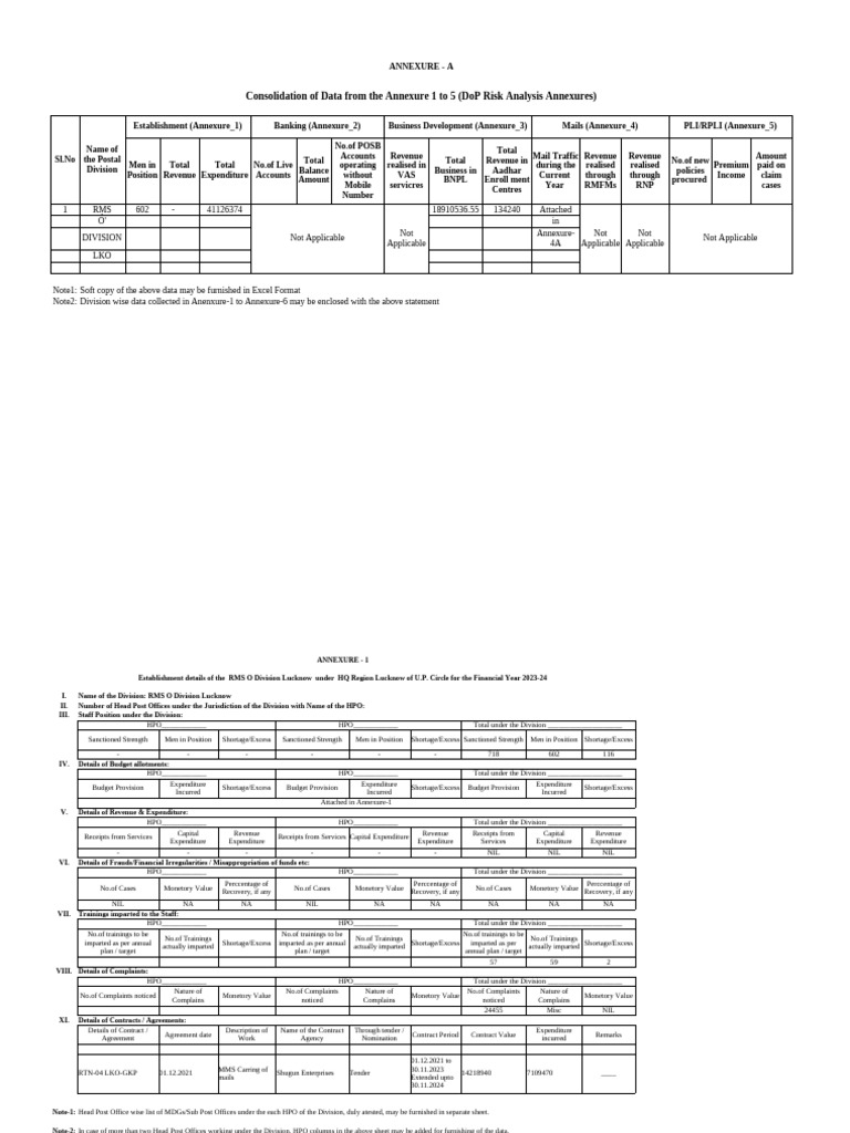 RMS O Division Lucknow Financial Report | PDF | Expense | Automated ...