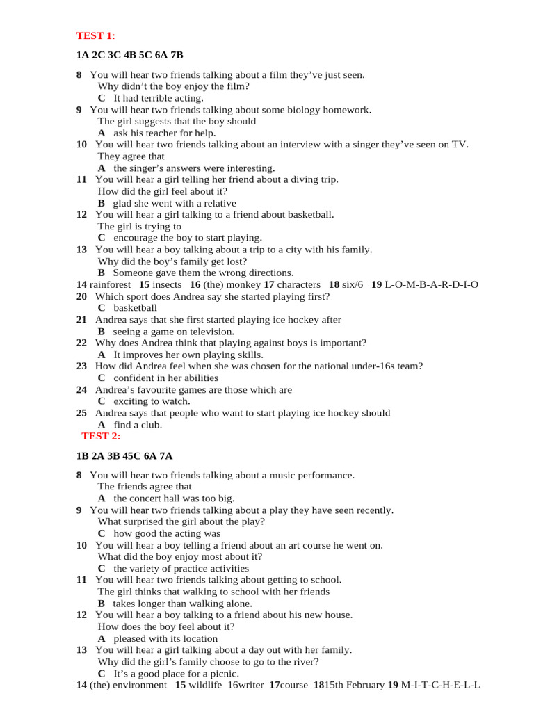 Listening Comprehension Practice Tests | PDF | Password