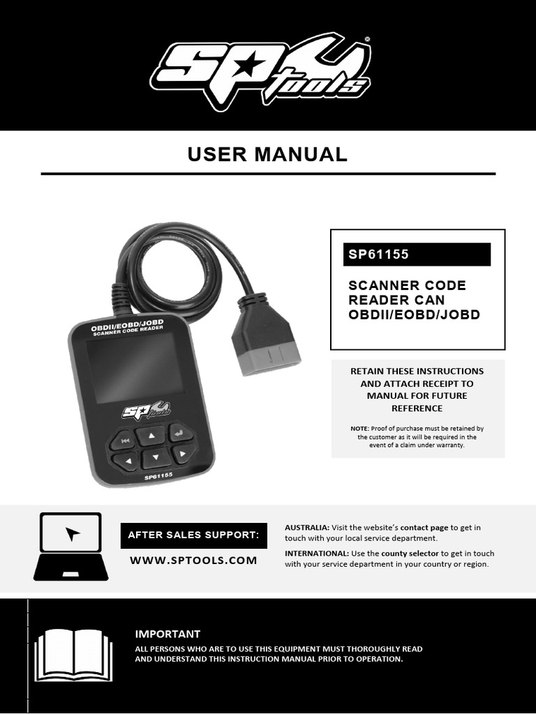 SP61155 OBDII Scanner User Manual | PDF | Vehicles | Manufactured